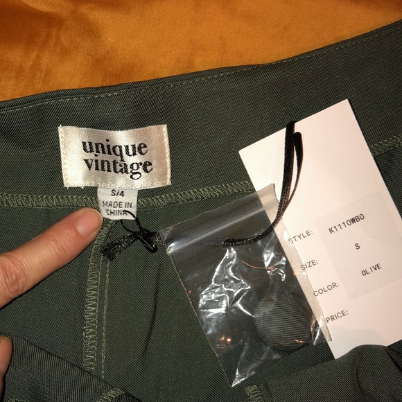 Regular Size & Big And Tall Olive Green Dress Pants Pleated Pants Unhemmed Unfinished Bottom main image 1